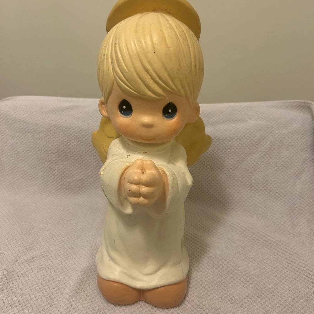 Precious Moments Angel Figurine with Blonde Hair and White Robe